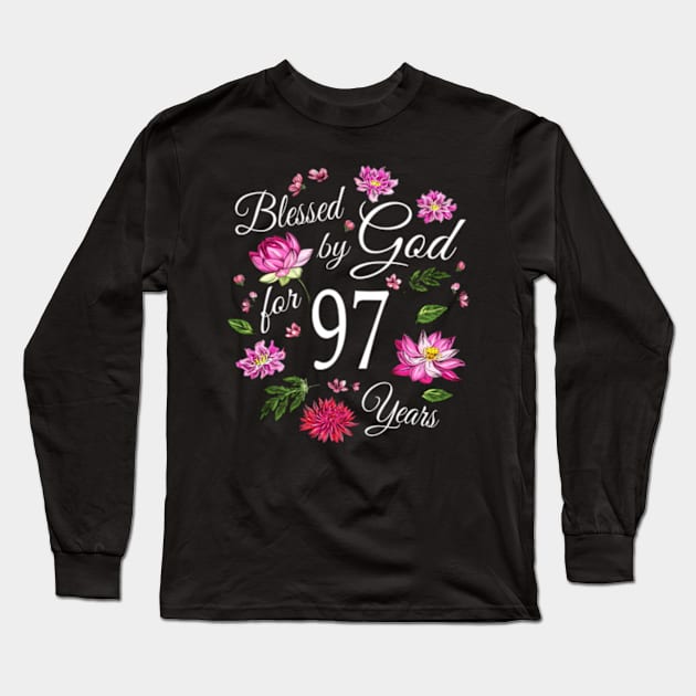 Blessed By God For 97 Lotus Flower 97Th Long Sleeve T-Shirt by SanJKaka